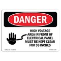 Signmission OSHA Danger Sign, 10" Height, 14" Width, High Voltage Area Electrical Panel 36 Inches, Landscape OS-DS-D-1014-L-1339